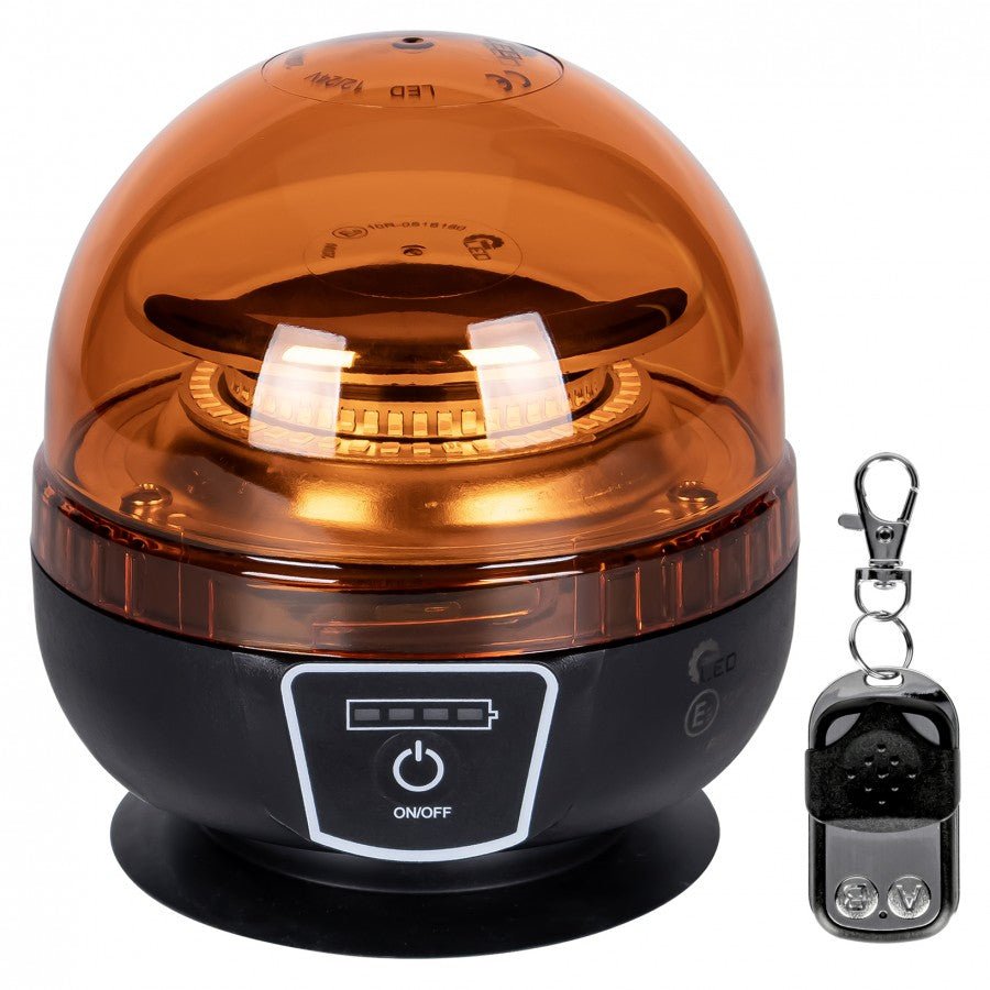 Battery powered magnetic amber beacon with remoteLED BeaconLW0030 - ALR - 2 - WL - RCTruckLEDSRH Lighting