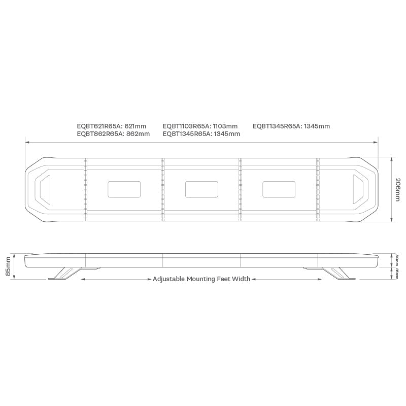 EQBT Series light bar 1586mmSize 1201 - 1840mmEQBT1586R65ALED AutolampsSRH Lighting