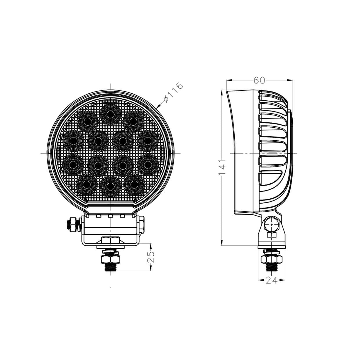 GP Series round LED work light 42w 19 - 32vGP Series Work Light0706 - 3 - 42SRH LightingSRH Lighting