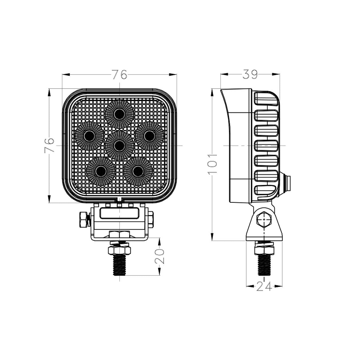 GP Series square LED work light 24w 19 - 32vGP Series Work Light0806 - 24SRH LightingSRH Lighting