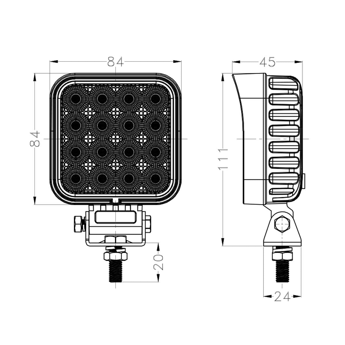 GP Series square LED work light 48w 19 - 32vGP Series Work Light0806 - 3 - 48SRH LightingSRH Lighting