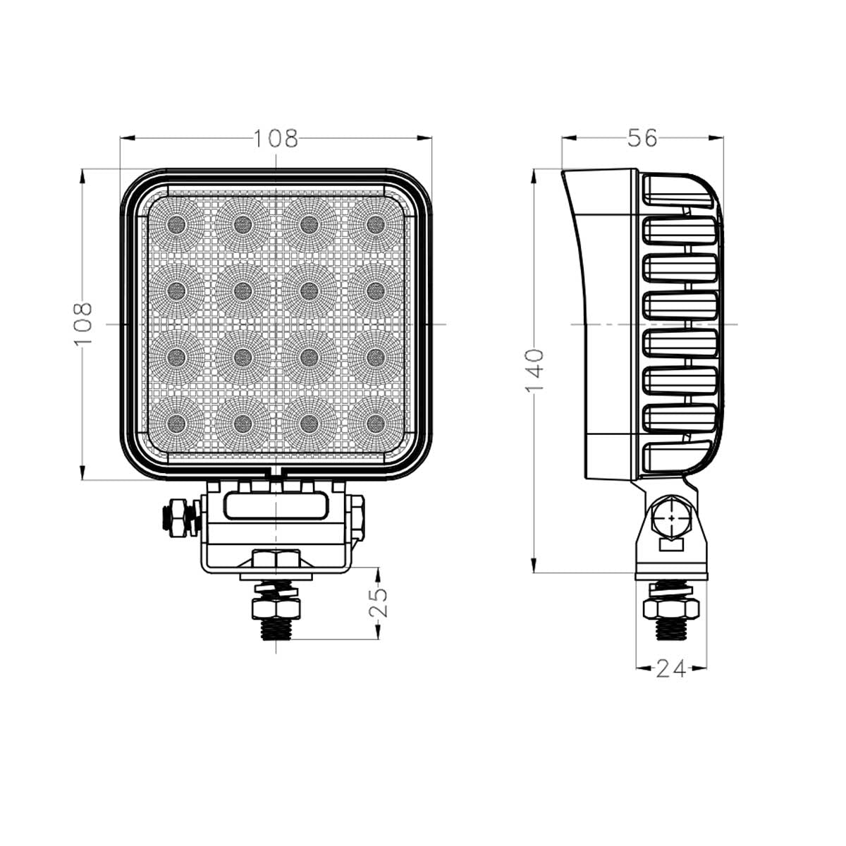 GP Series square LED work light 64w 19 - 32vGP Series Work Light0806 - 3 - 48SRH LightingSRH Lighting