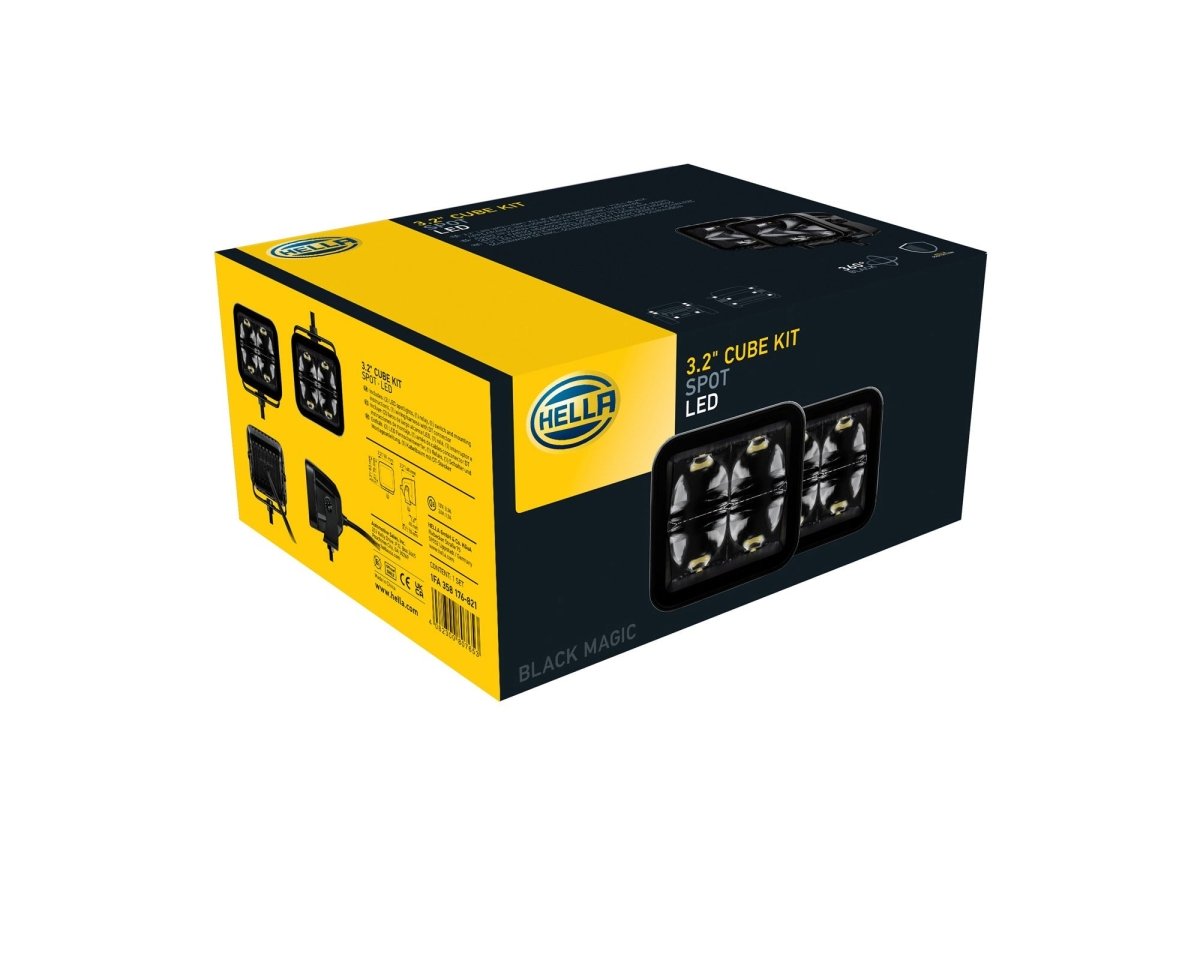 Hella Black Magic Cube Set + Harness 3.2 inchDriving Light1FA 358 176 - 821HellaSRH Lighting