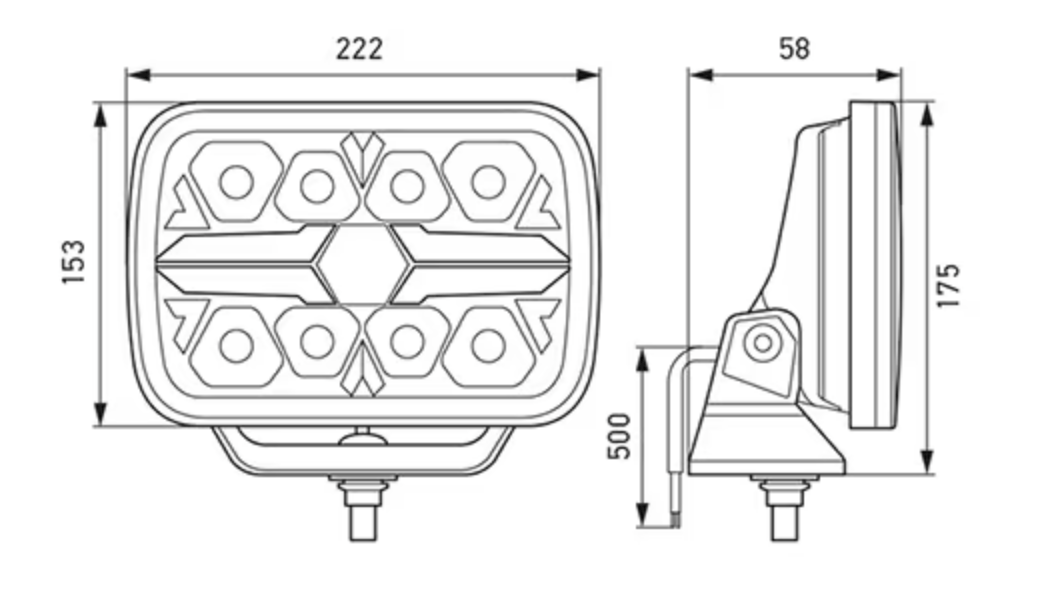 Hella Valuefit Blade Rectangular 9 in. Upright MountDriving Light1FJ 357 199 - 001HellaSRH Lighting