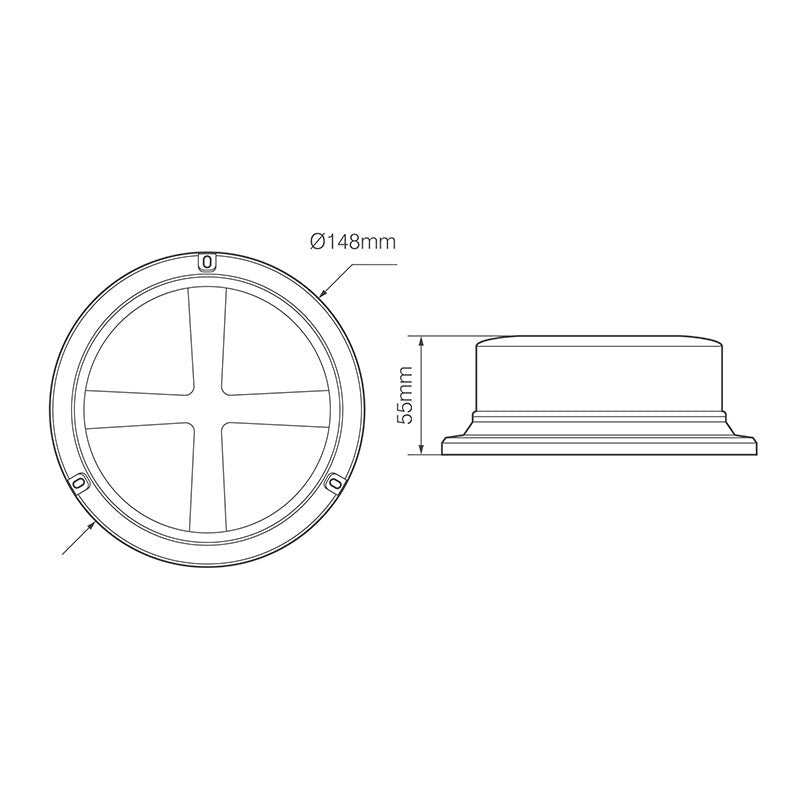 R65 Low Profile LED Beacon - 3 Bolt (Clear Lens)LED BeaconLPBR65CLED AutolampsSRH Lighting