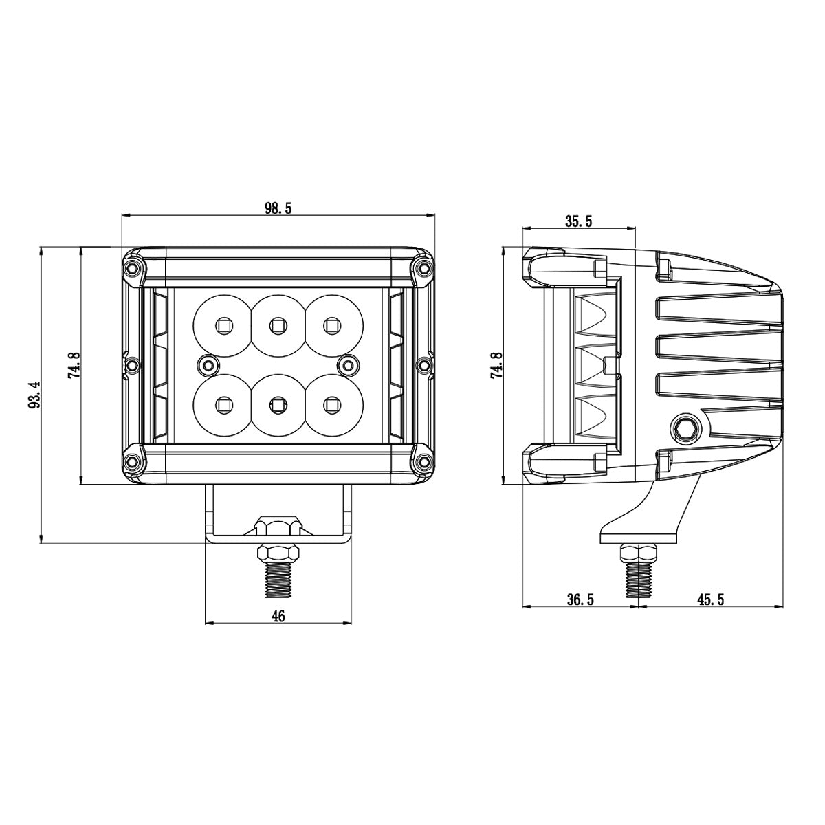 Side Shooter Spot LightLED work light4060 - 60SRH LightingSRH Lighting