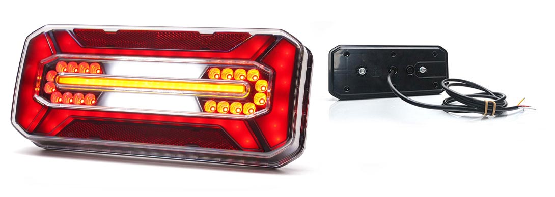 W185 Rear combination lamp BLACKStop, tail, dynamic indicator, reverse, rear fog1291L/P BlackWASSRH Lighting