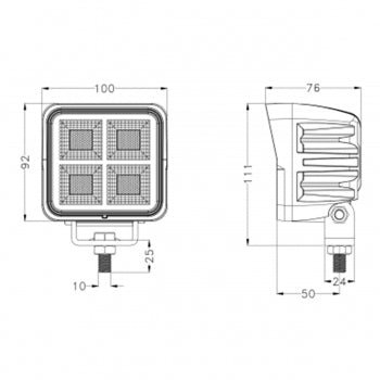 XS Series square LED work light 100w 12v 24vXS Series Work Light0809 - 100SRH LightingSRH Lighting