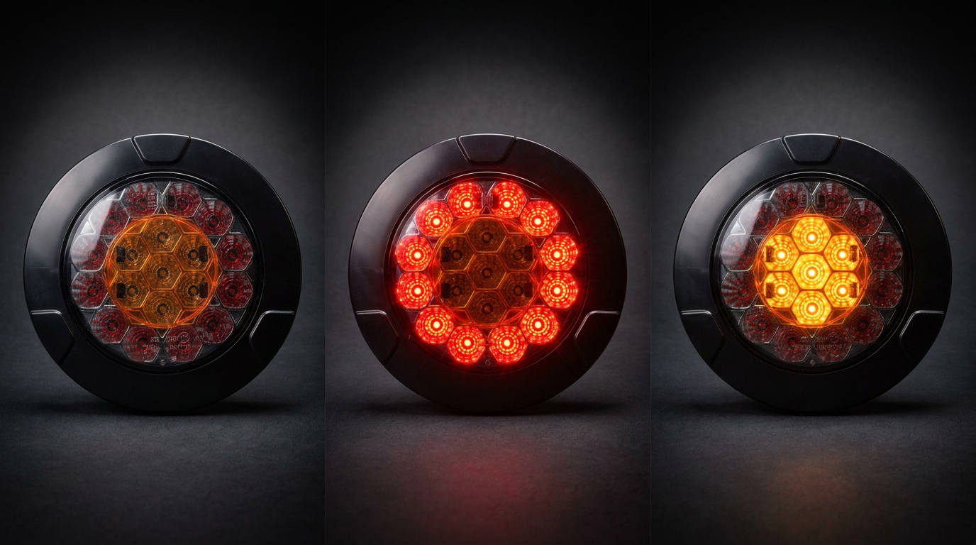 WAS W131 Y BLACK YELLOW multi function round LED rear lamp