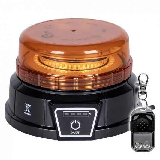 Battery powered magnetic amber beacon with remoteLED BeaconLW0058-WL-RCTruckLEDSRH Lighting