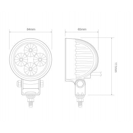 Compact Round Work Lamp – Red OutputLED work light8312BMRLED AutolampsSRH Lighting