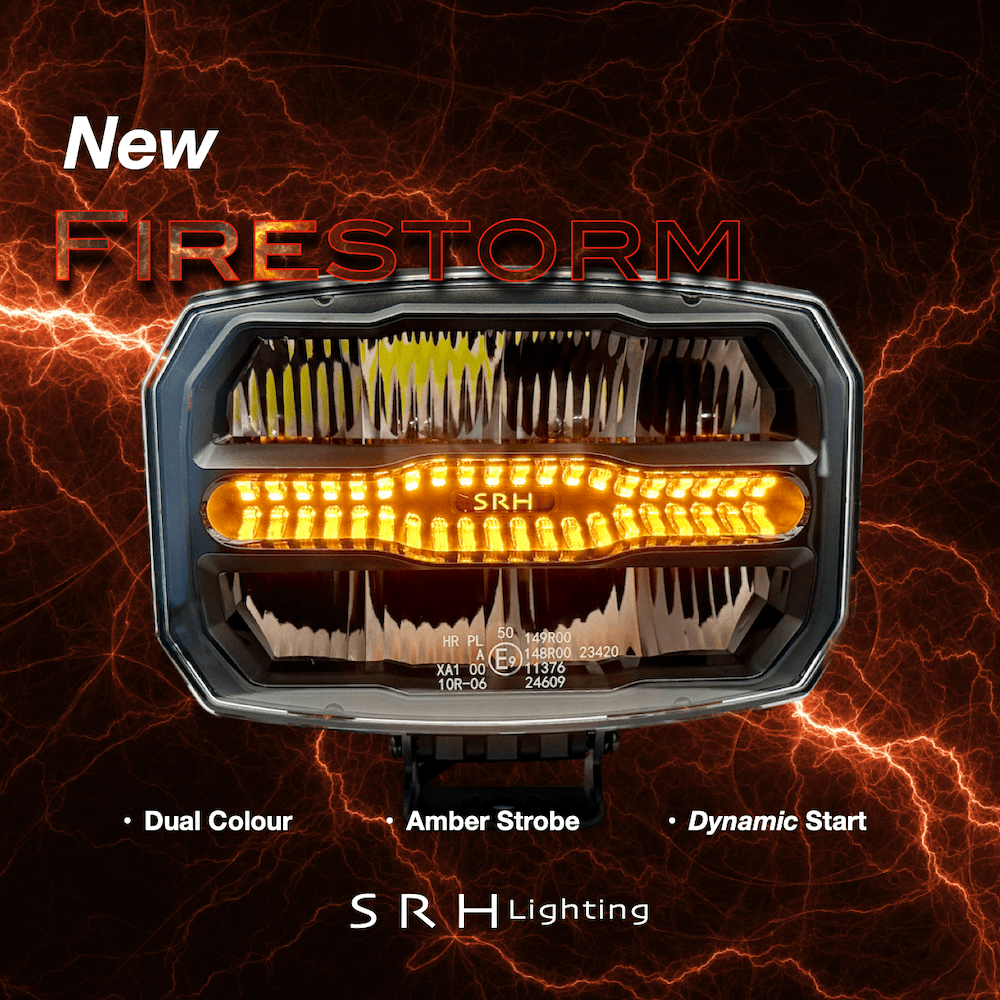 FIRESTORM driving light with dual colour side light, R65 hazard and Dynamic start - upDriving Light2049WSRH LightingSRH Lighting