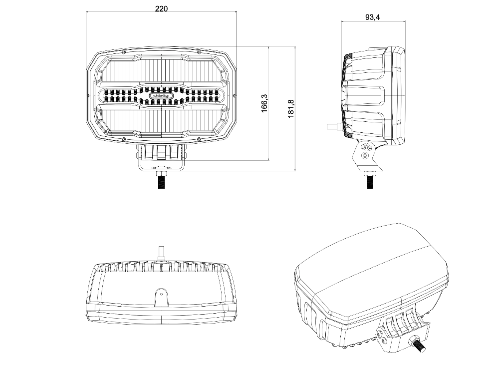 FIRESTORM driving light with dual colour side light, R65 hazard and Dynamic start - upDriving Light2049WSRH LightingSRH Lighting