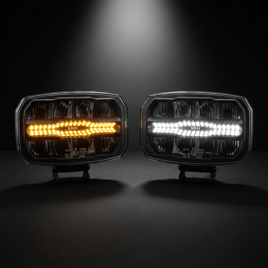 FIRESTORM Dual Colour Driving Light with R65 Hazard & Dynamic Start - UpDriving Light2049WSRH LightingSRH Lighting