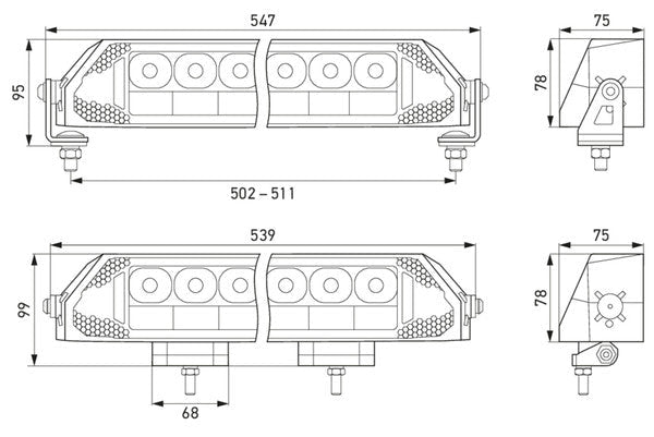 Hella DYNARAY 21.5'' double row spot lightbar7 " - 20"1FJ 359 100-221HellaSRH Lighting