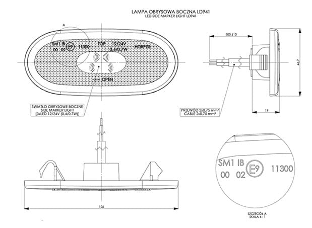 Horpol LD 941 LED Side Marker suitable for Crafter/SprinterMarker LightLD 941HorpolSRH Lighting
