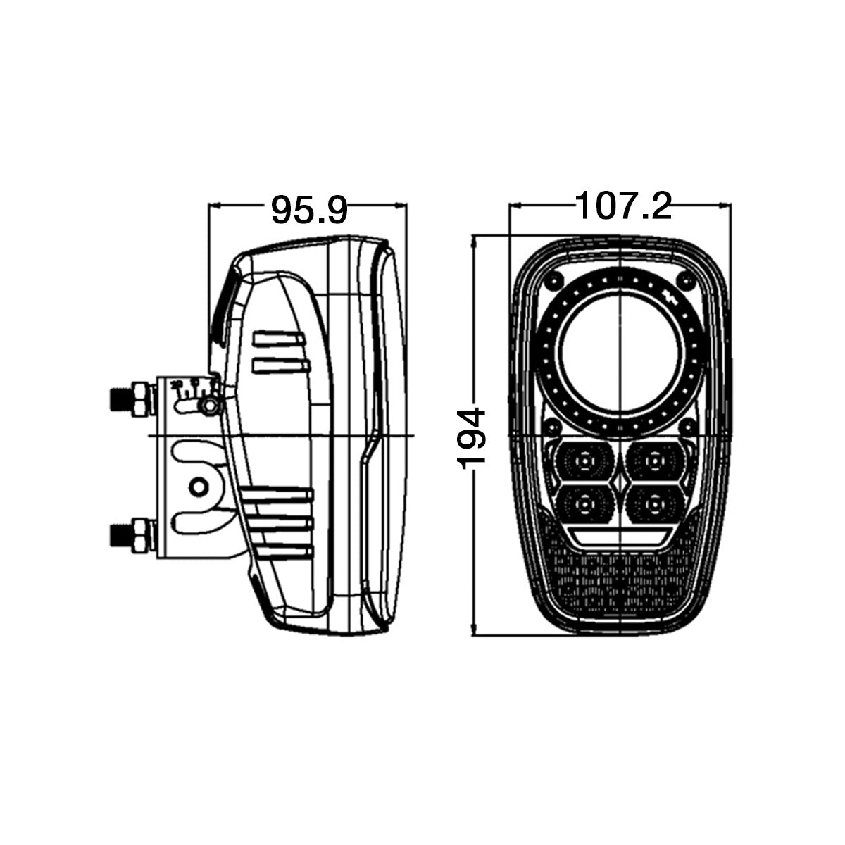 Material handling head light 9 - 80 voltHigh voltage applications9921 - FLTSRH LightingSRH Lighting