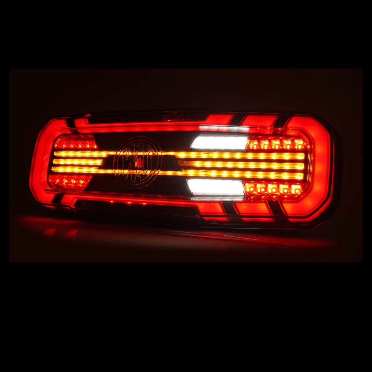 WAS W278 Rear truck Light with LINE indicatorStop, tail, dynamic indicator, reverse, rear fog2384L BLACKWASSRH Lighting