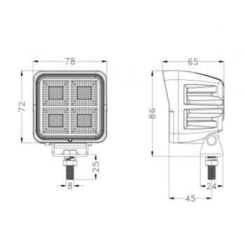 XS Series square LED work light 64w 12v 24vXS Series Work Light0809 - 64SRH LightingSRH Lighting